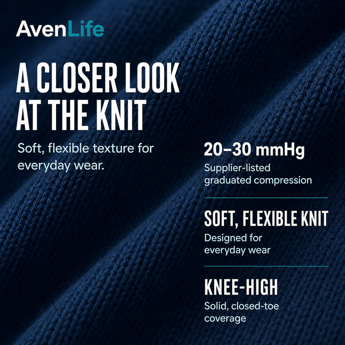 Close-up of breathable bamboo knit in SKIN ELITE CO. compression socks
