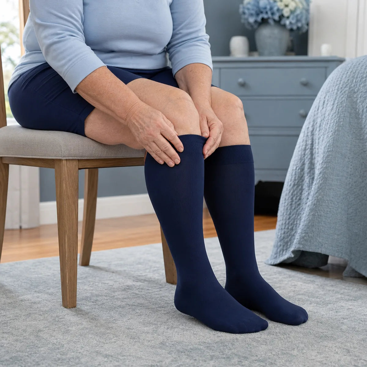 Flexible bamboo-blend compression sock fit
