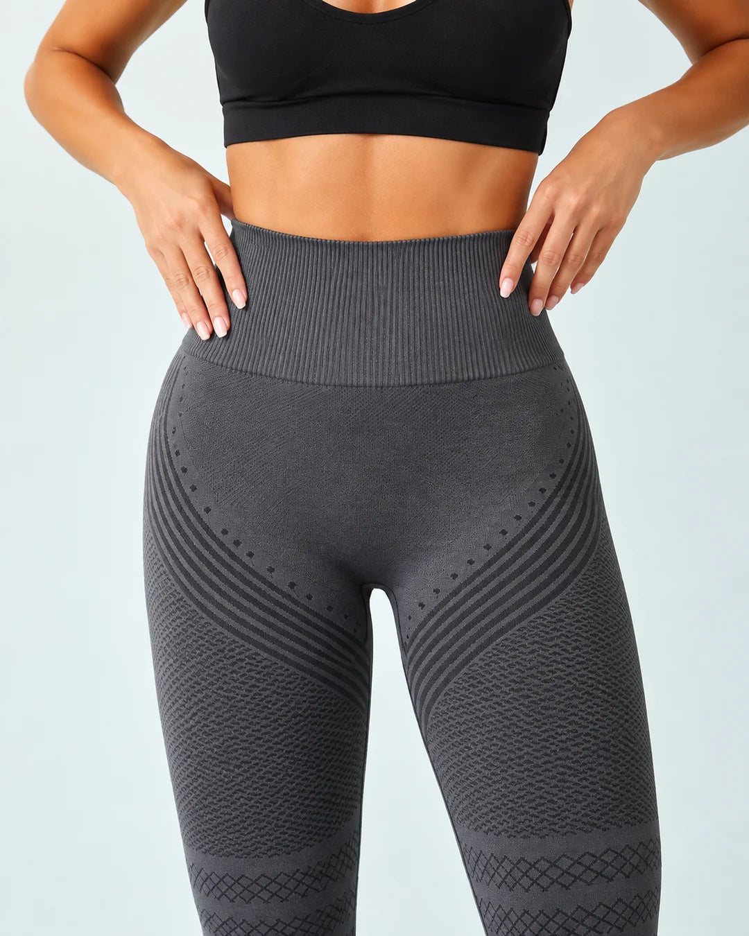 High-waist support detail of SKIN ELITE CO. Contour Seamless Leggings